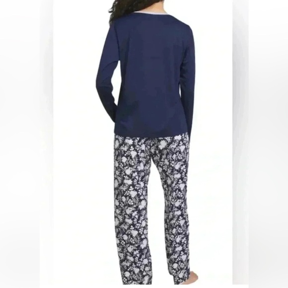 Lands’ End Women’s Pajamas 2-Piece Knit Set Size Small 6-8 Blue White $80 Retail - Picture 3 of 5